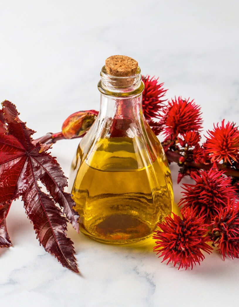 castor oil in a bottle 